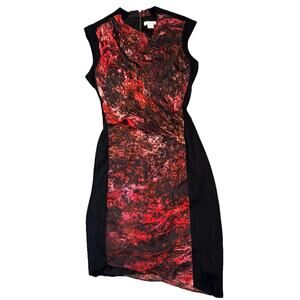 Helmut Lang Black Dress with Red and Pink Abstract Front Panel